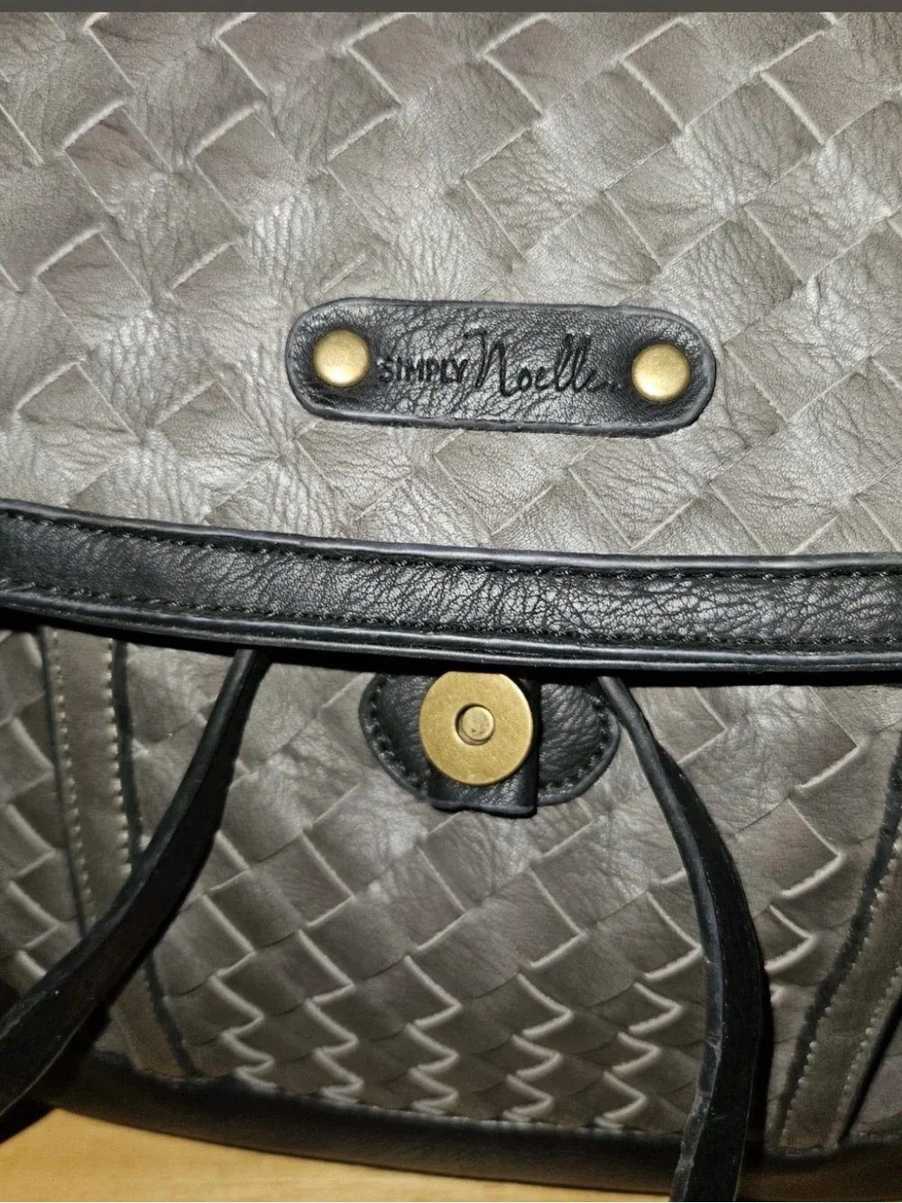 Simply Noelle Woven Backpack Purse Gray Black Boho Drawstring Shoulder Bag